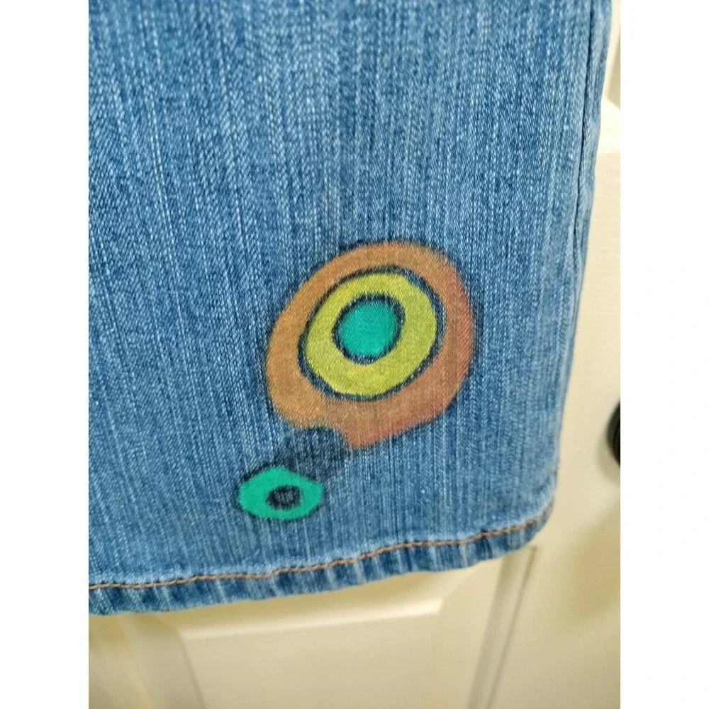 VTG ZANA-DI Custom Painted Flare Jeans Women's 11 Y2K Boho Hippie Mid Rise